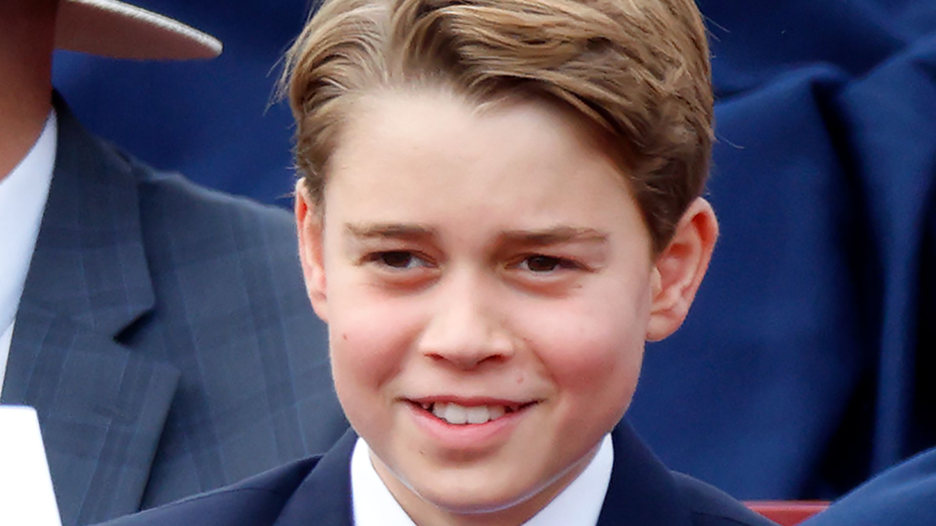 Prince George of Wales attends a military procession, down The Mall, to mark the 80th anniversary of VE Day on May 5, 2025 in London, England. The King and Queen, joined by Members of the Royal Family, will take part in events from May 5th to May 8th to commemorate the 80th anniversary of VE Day, which signalled the end of the Second World War in Europe. (Photo by Max Mumby/Indigo/Getty Images)